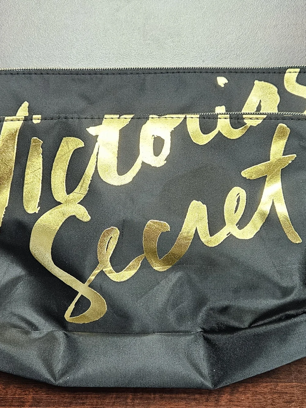 Victoria's Secret Black and Gold Cosmetic Bag